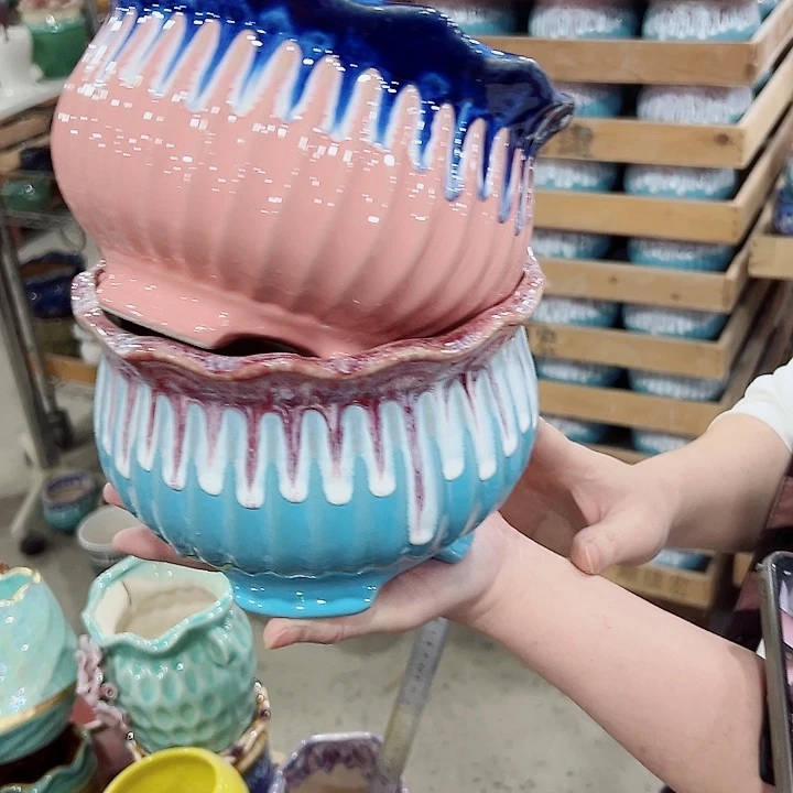 有孔.凑满10元发货多肉陶瓷花盆！