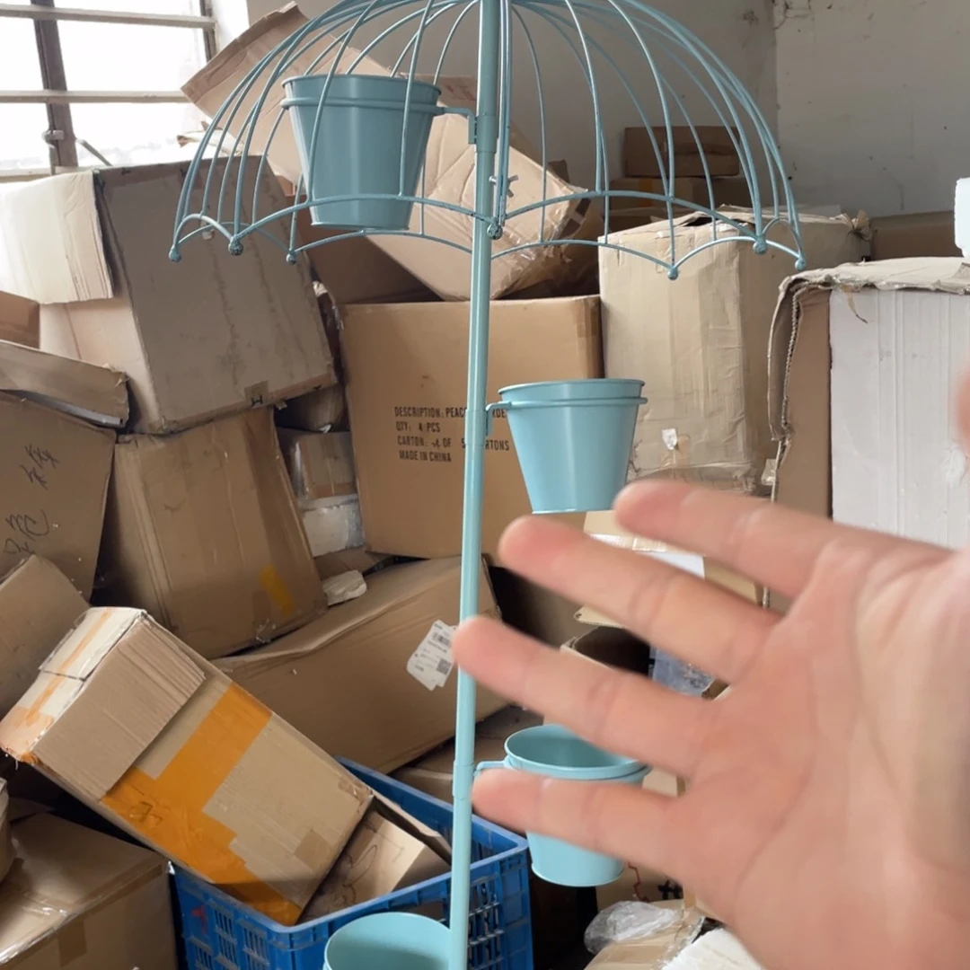 【闪购商品】铁艺蓝色伞花架子摆件