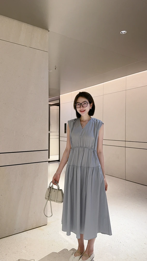 072 & RICE【天爱裙】 夏季休闲V领短袖连衣裙 N-32GC7039