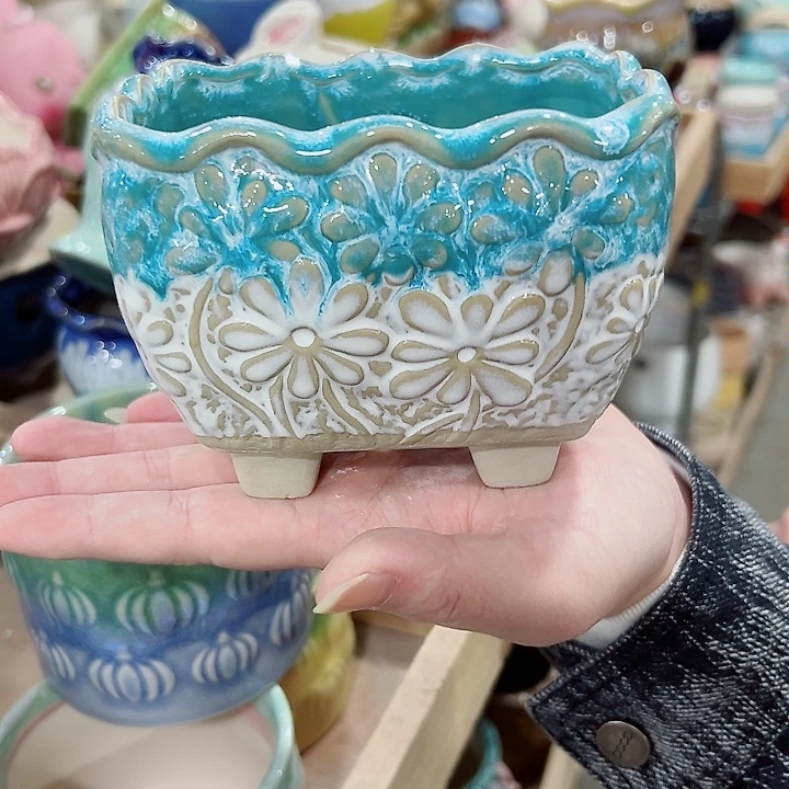 有孔.凑满10元发货多肉陶瓷花盆！