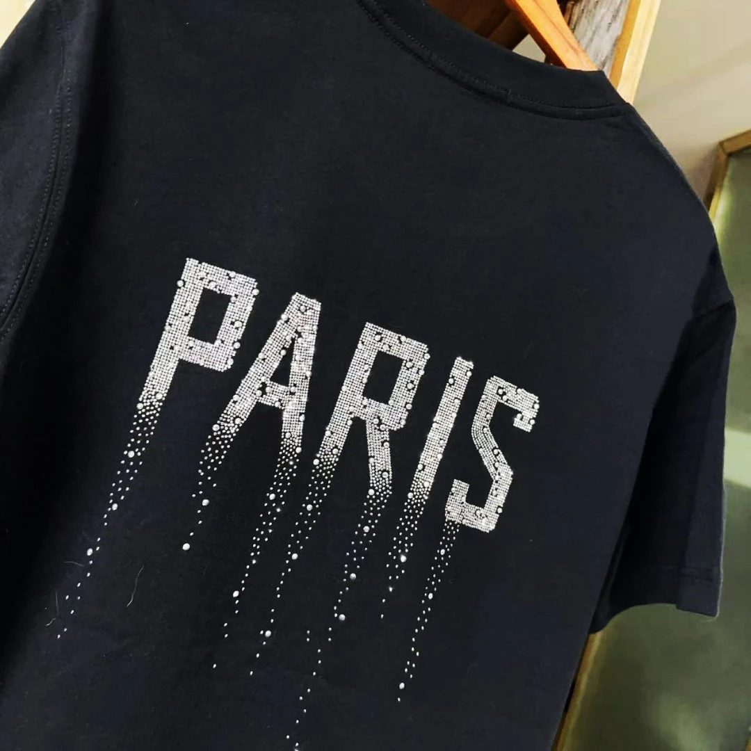 【paaris】300克纯棉重磅欧货D牌夏季时尚圆领宽松潮牌T恤男女同款