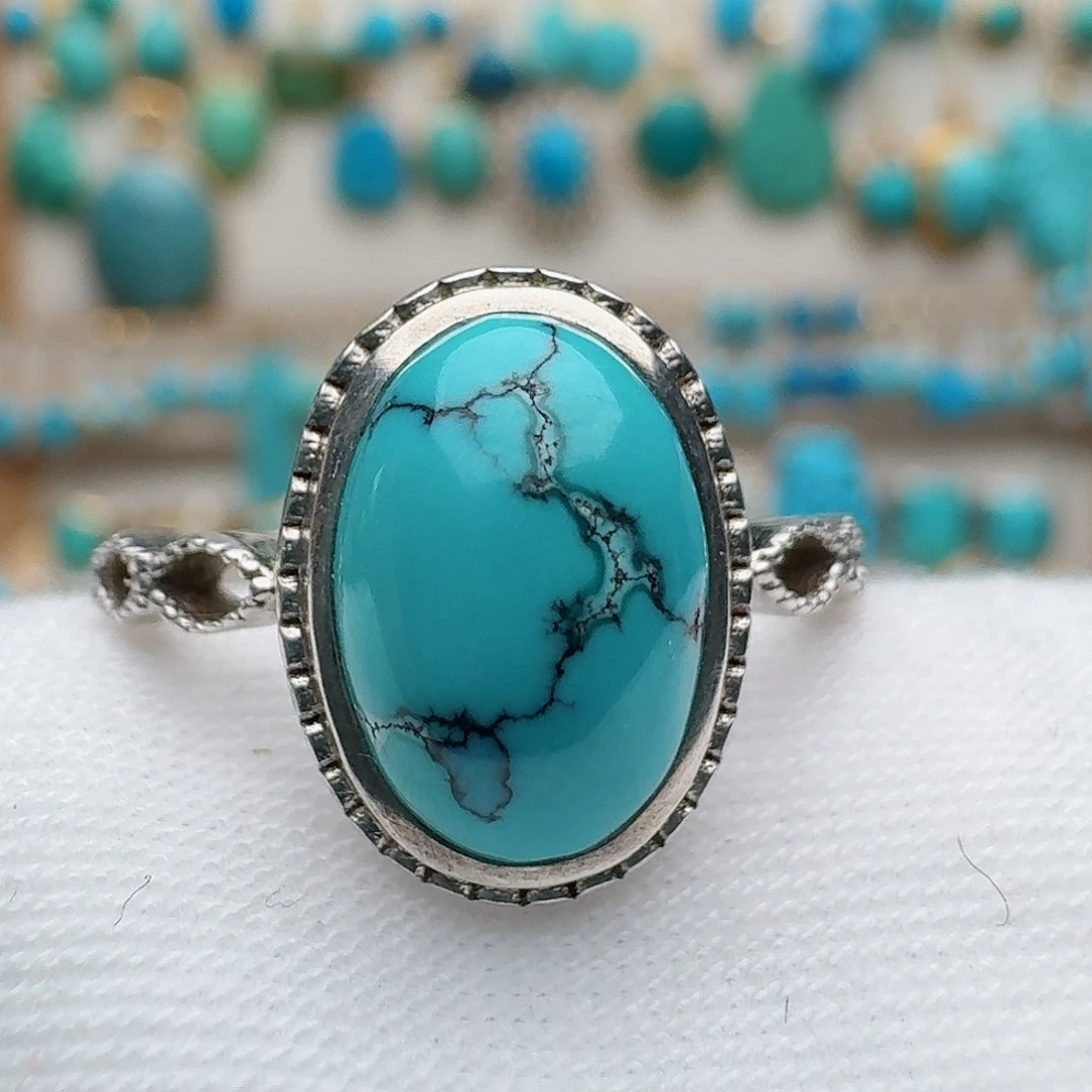 绿松石银S925镶嵌戒指