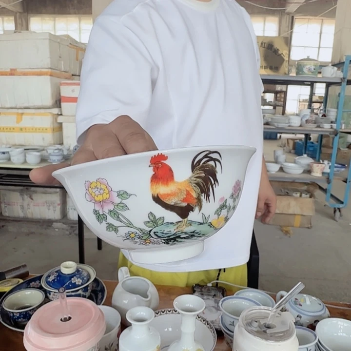 景德镇高温陶瓷公鸡米饭碗 5 个