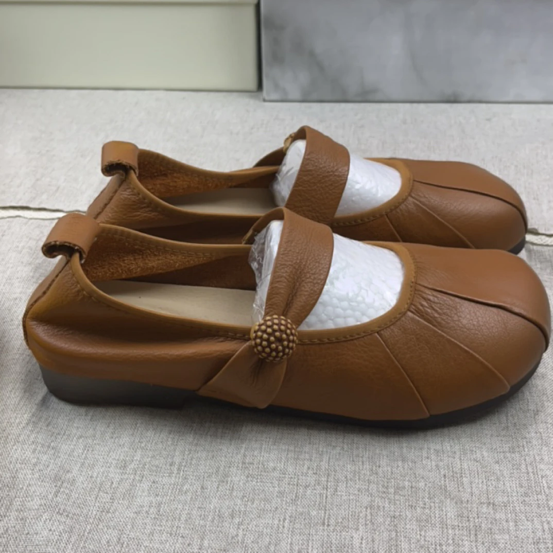 真皮时尚风妈妈鞋平跟