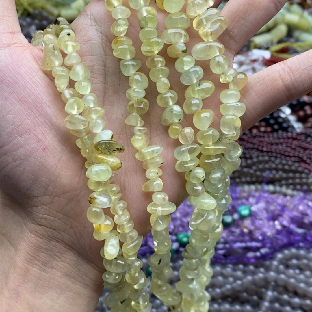 玛瑙/玉髓未镶嵌珠宝半成品一条天然黄葡萄石糖豆8mm