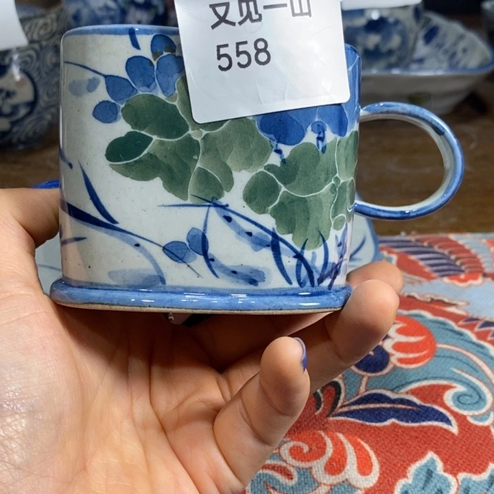 景德镇手绘荷花咖啡杯套装