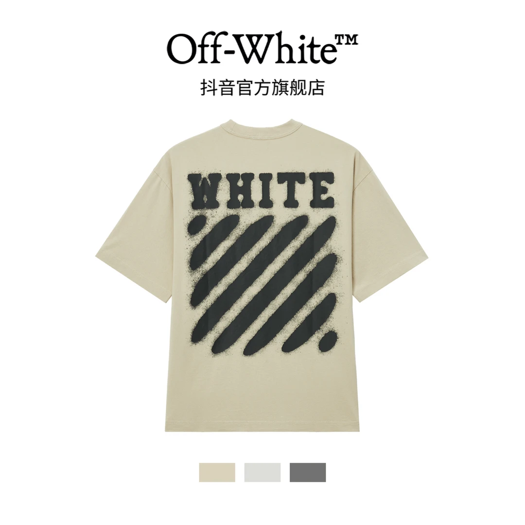 OFF-WHITESS26虎纹泼墨警戒线轻奢短袖(鹿晗同款)OFFTE08IARTMQ-A