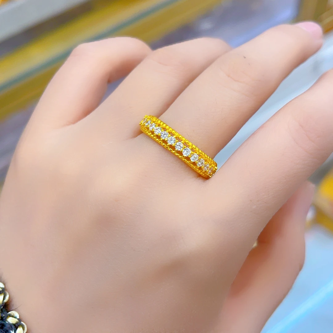 铜合金戒指 966新款戒指爆款白搭时尚金色铜合金白搭时尚