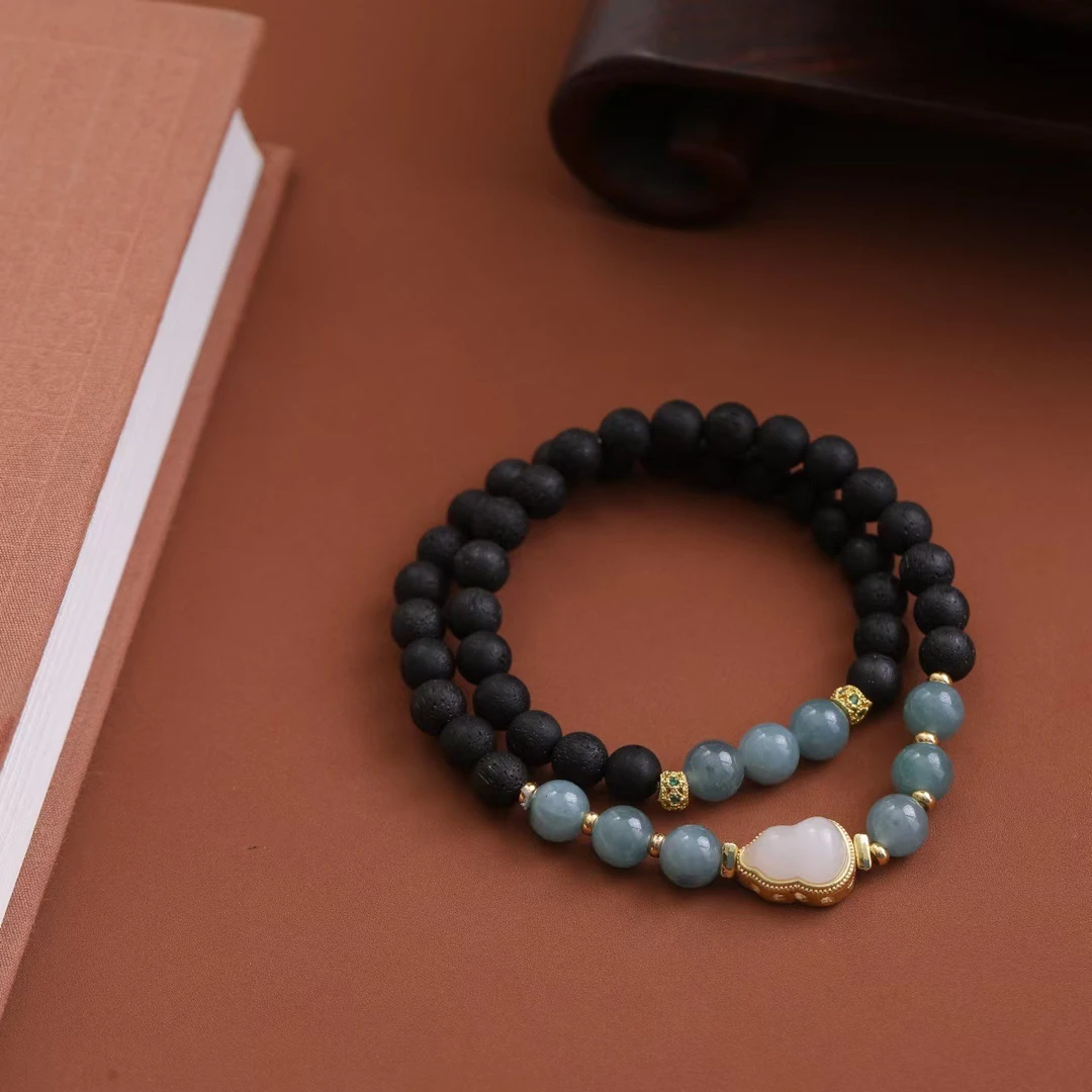 降真双圈手串雕刻葫芦文玩手串6mm新中式国风