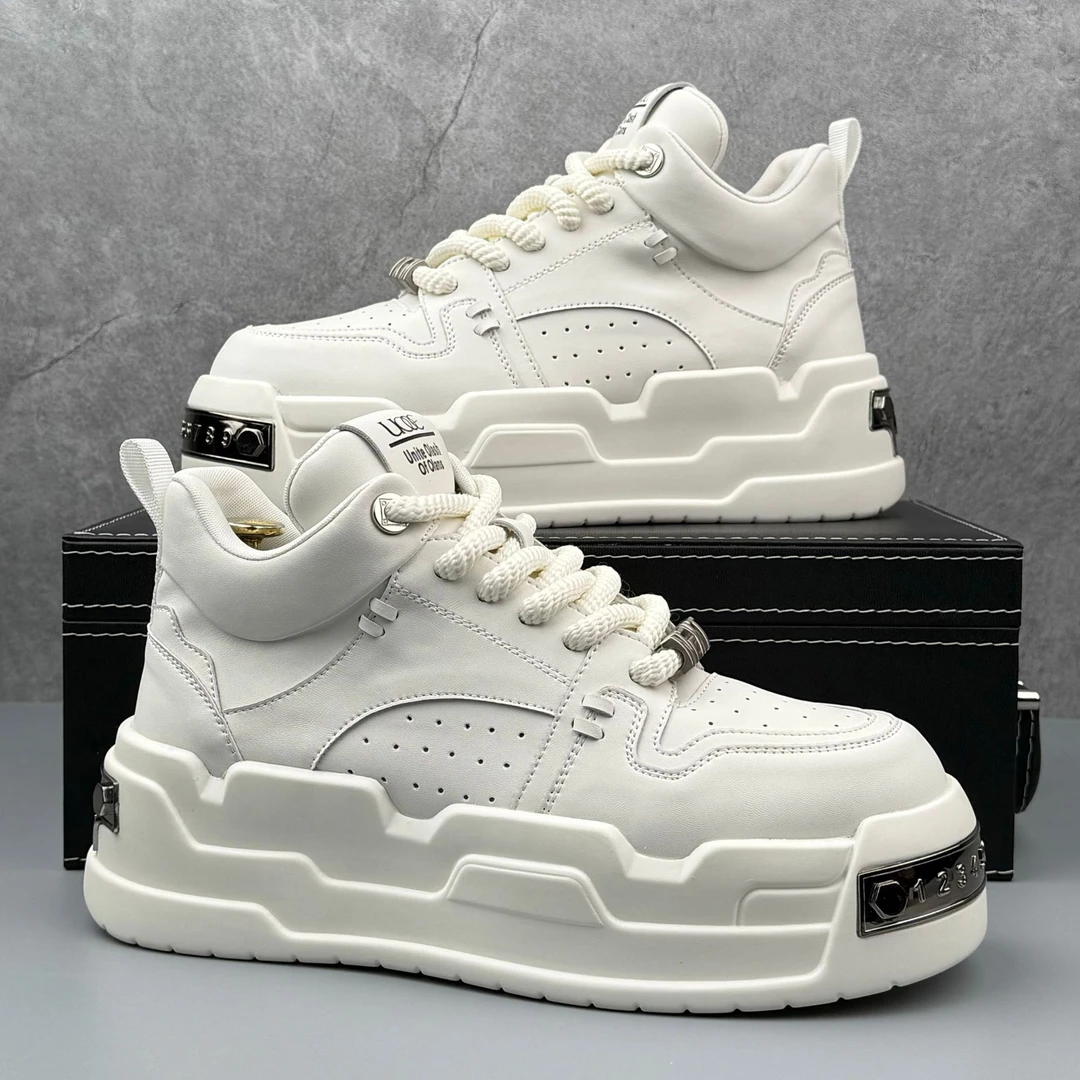 okkdey高级英伦风百搭休闲鞋潮流厚底增高帮老爹鞋酷炫软底运动鞋