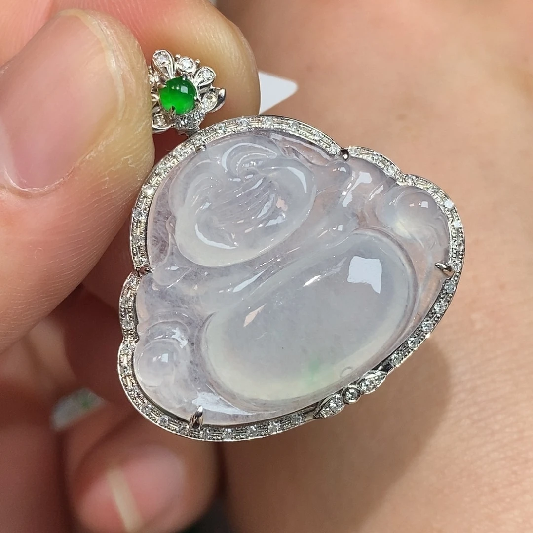 翡翠颈饰18K金镶嵌佛公