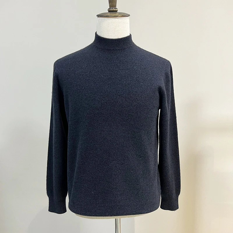 男士单线半高领男款羊绒衫