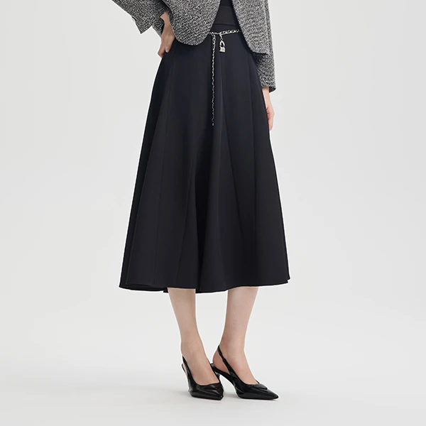 三彩3COLOUR春日常通勤优雅气质高腰半身裙S25111106Q00