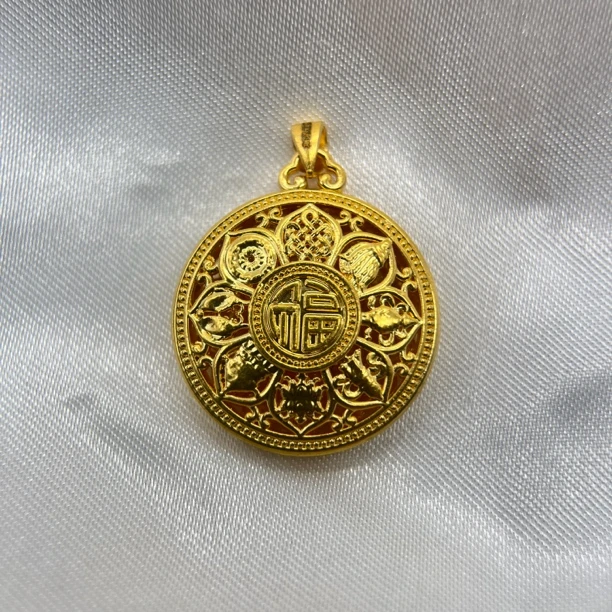 足金饰品/吉祥八宝罗盘（瓜子扣）/1.84/2B121354-1.84/q