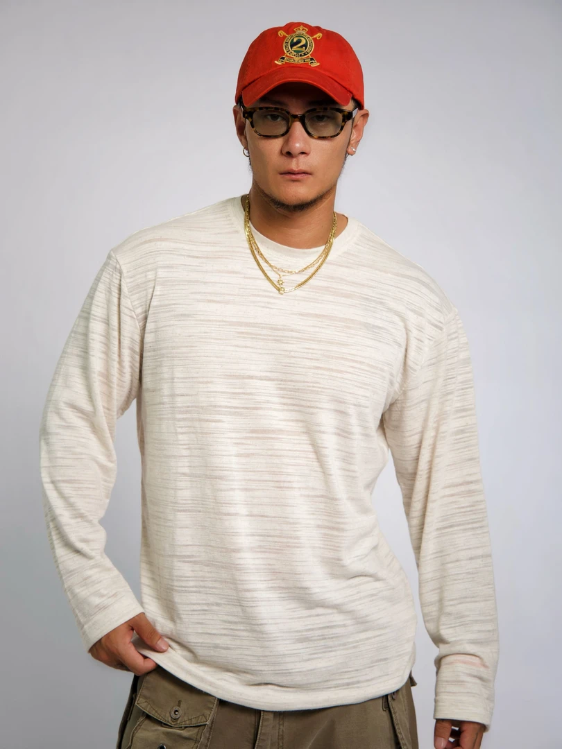 UNCLEHOOD秋冬舒适长袖宽松纯色圆领日系街头男士打底毛衣