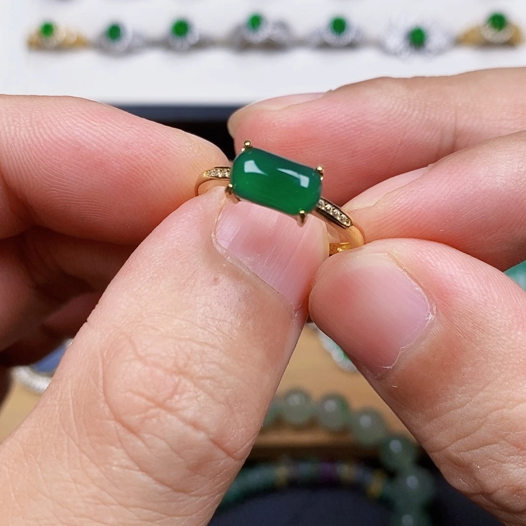 银S925镶嵌戒指翡翠戒指