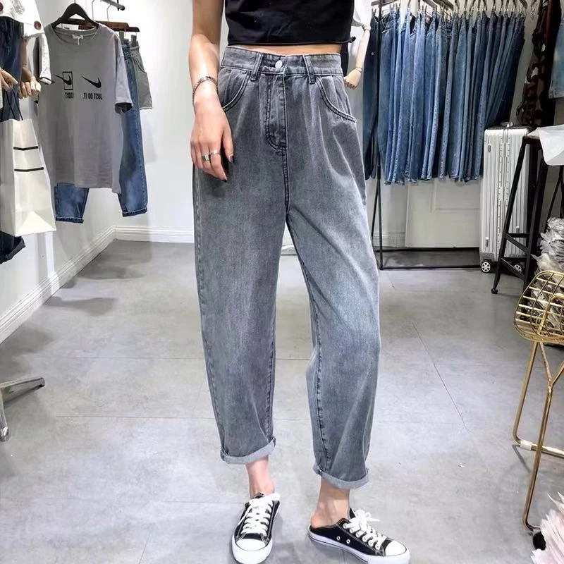 1140  破洞牛仔哈伦裤女宽松显瘦高腰老爹裤夏季百搭F11
