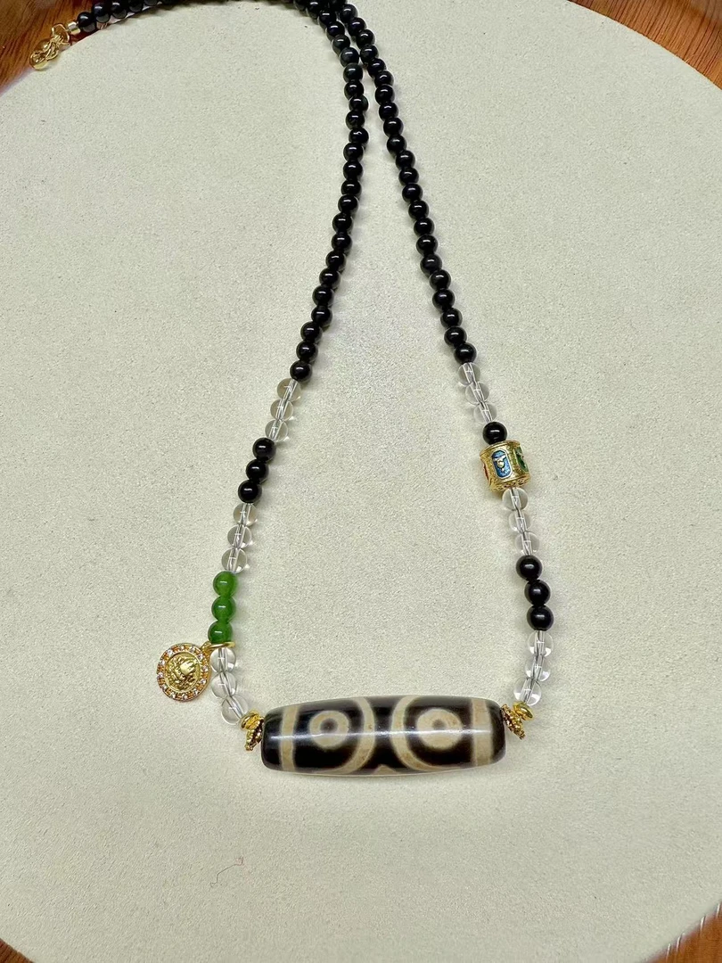 【灰姑娘原创】宝盖三Y珠珠黑耀石项链M3208