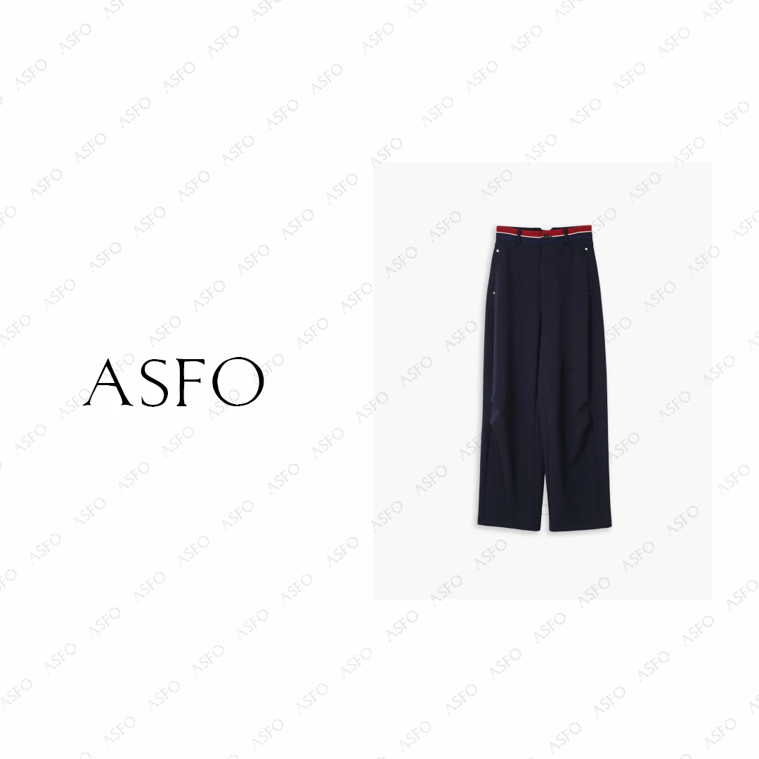 【AS弯月眉】25新定制撞色拼接高腰阔腿美式休闲裤AS25QXXK03239