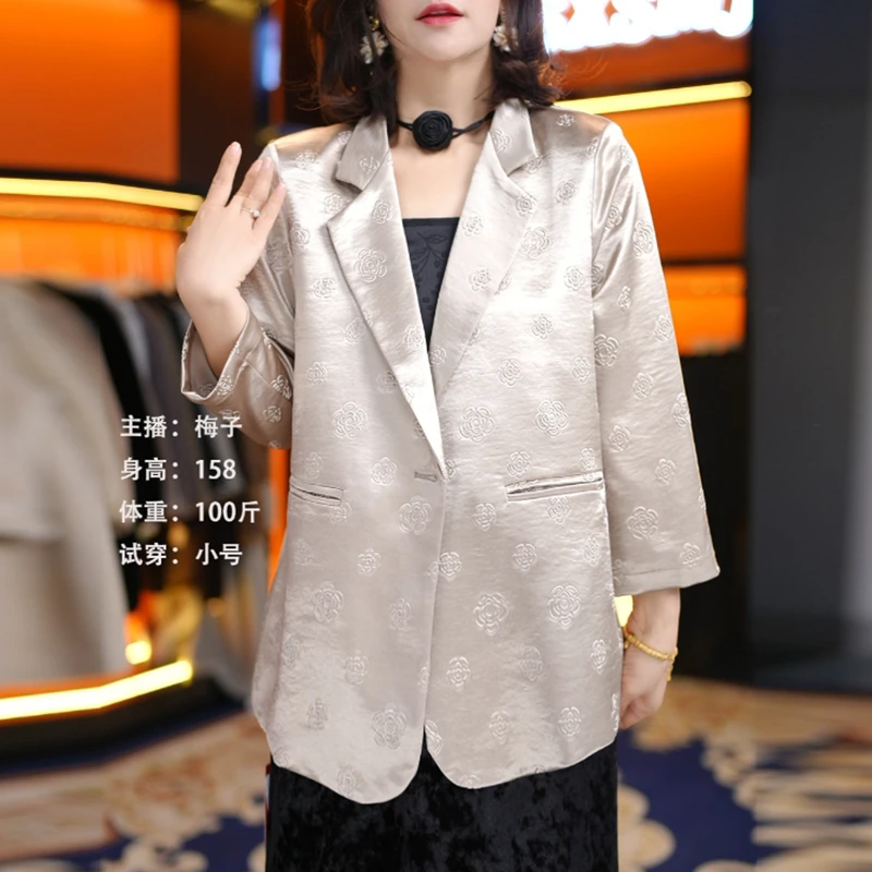 春夏季新款气质显瘦时尚百搭小西装外套洋气妈妈装5962