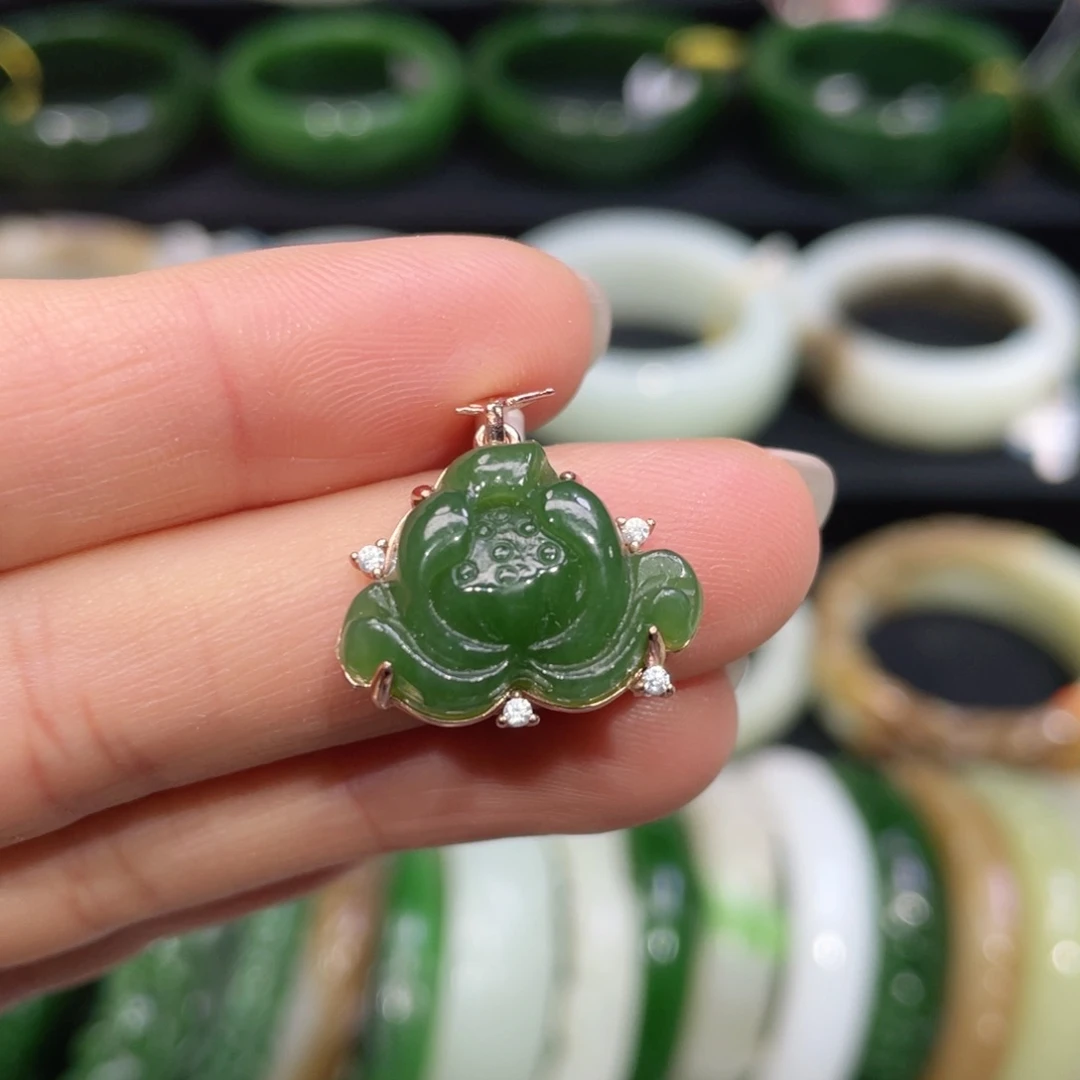 吊坠(不含链)银S925镶嵌和田玉