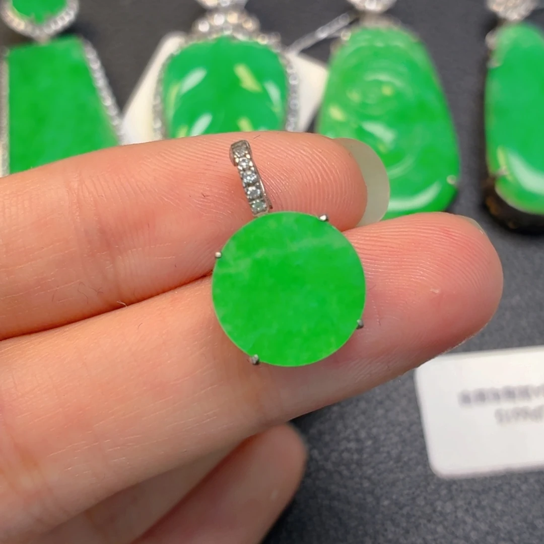 翡翠银S925镶嵌吊坠(不含链)