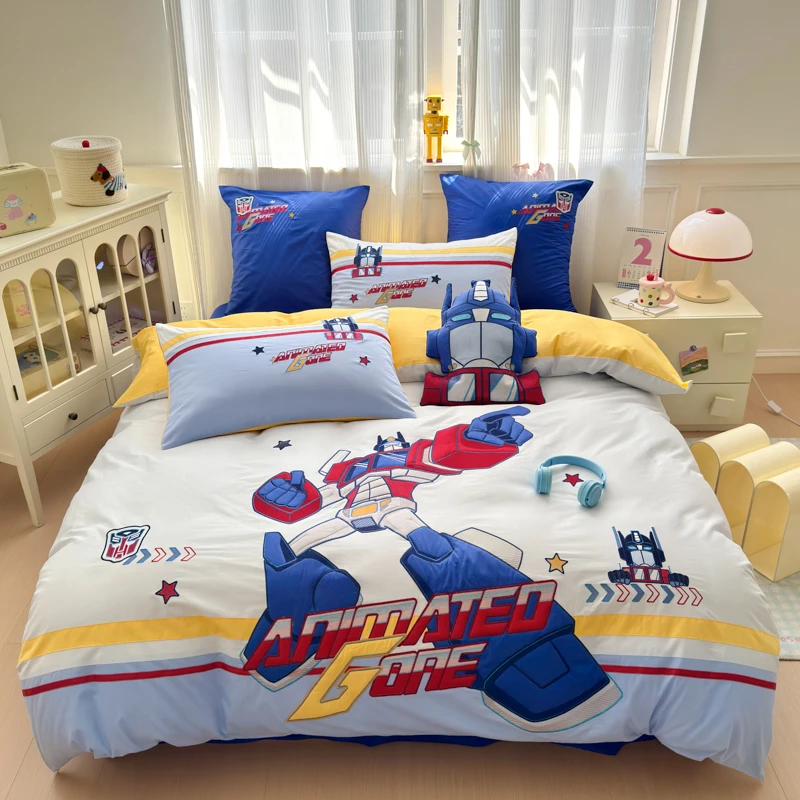 擎天柱 全棉男孩被套四件套 帅酷变形金刚儿童床上用品三件套原创