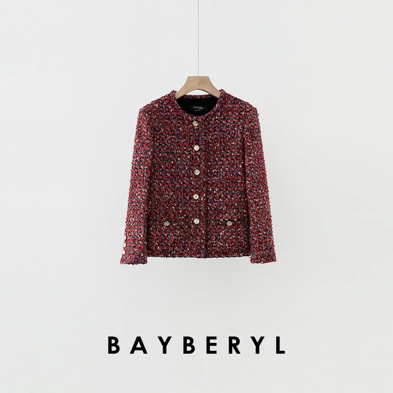 BAYBERYL老贝5号香*小版新年红花呢香风气质25春外套MF4L1004-1/4