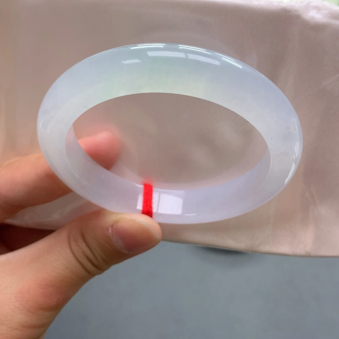 翡翠未镶嵌手镯6号52+正种水码蜜桃四季春