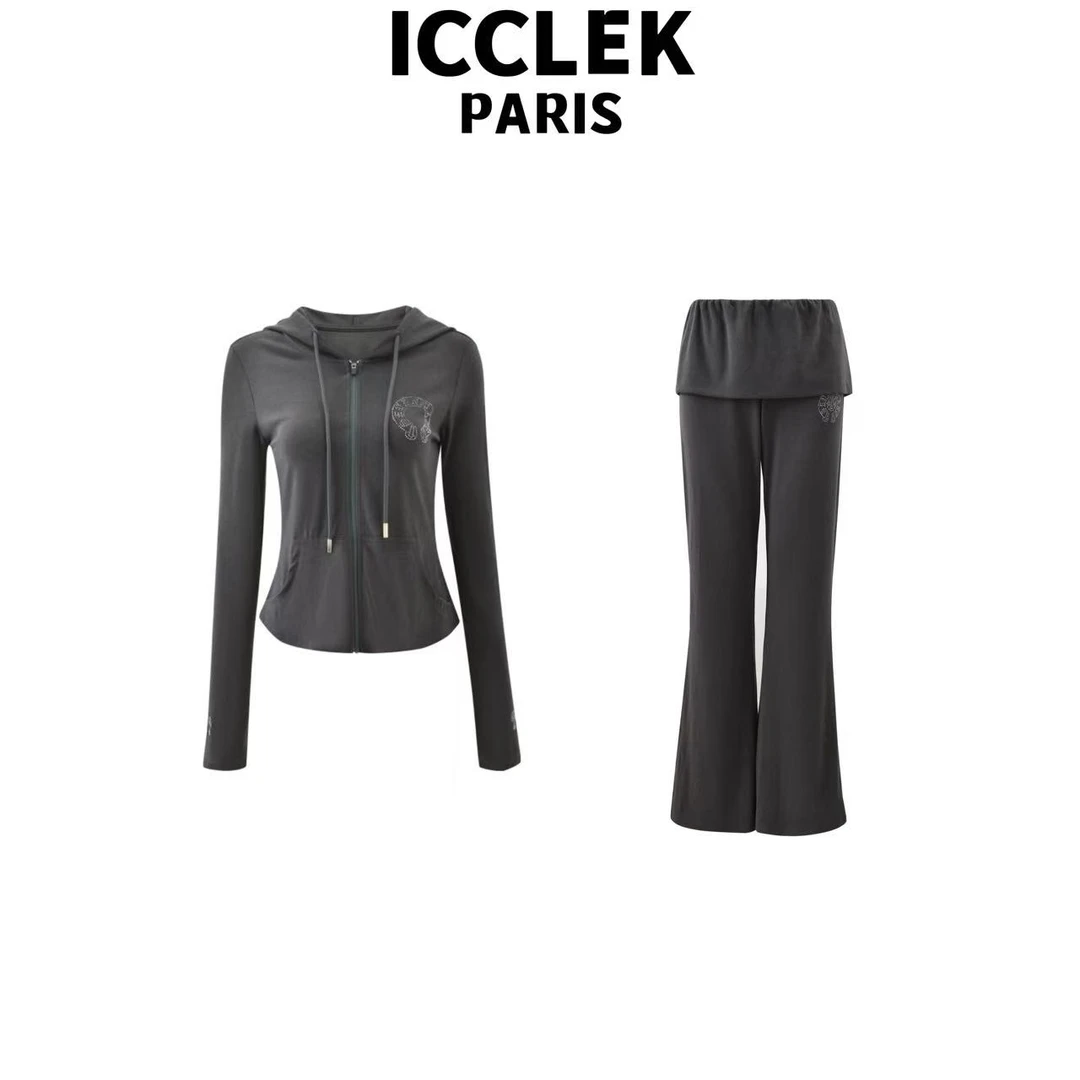 ICCLEK 黑色套装两件套气质轻奢名媛减龄休闲 -9035