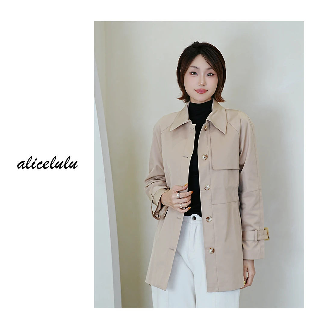 1alicelulu“春风来信”商务风衣简练轻便腰带显瘦81045Y