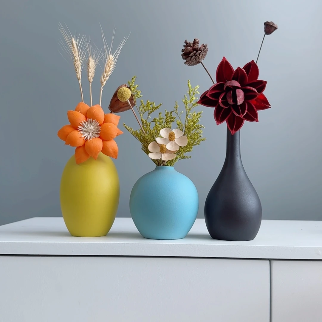 摆件陶瓷小花瓶摆件含花总含20-30cm