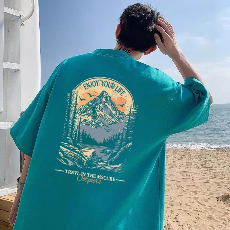 潮牌美式纯棉短袖t恤男女运动宽松加大码半袖夏季学生青少年上衣