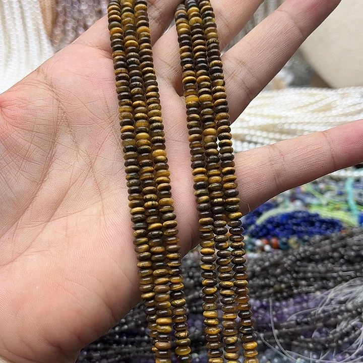 玛瑙/玉髓未镶嵌珠宝半成品一条4/2mm左右虎眼石算盘珠