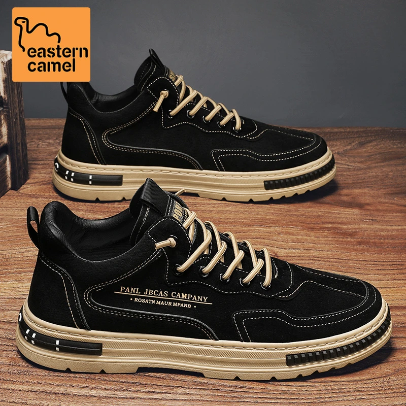 东方骆驼男鞋夏季2025新款运动休闲板鞋皮面耐磨工作劳保百搭潮鞋