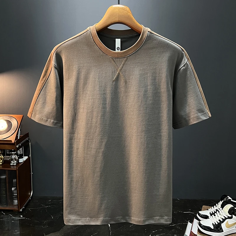 美式宽松大码纯棉短袖T恤男潮流夏季薄款体恤休闲落肩半袖男衣服