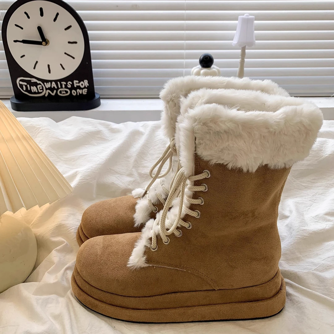 网红爆款东北雪地靴女2024冬季新款百搭加绒加厚保暖增高防水防滑