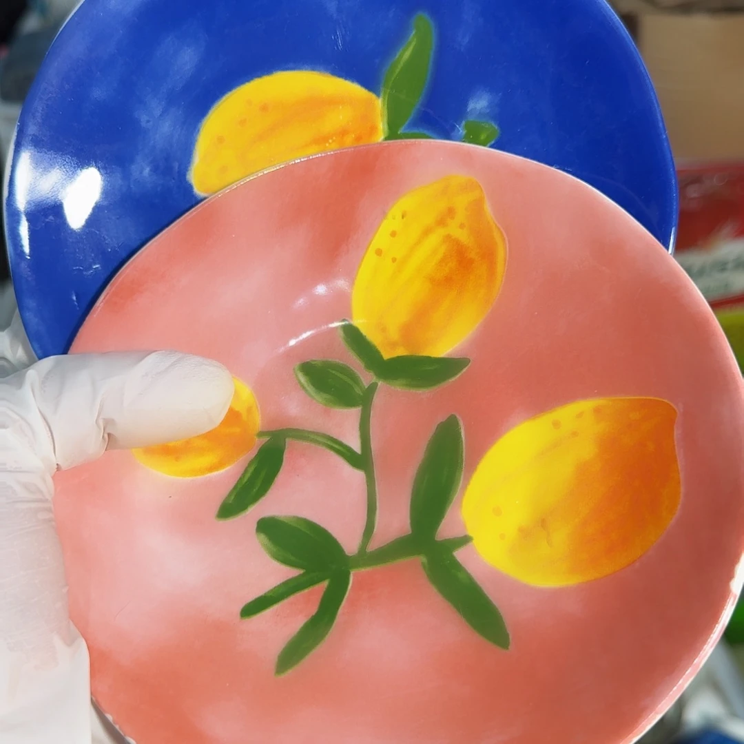 微瑕彩绘双盘两个