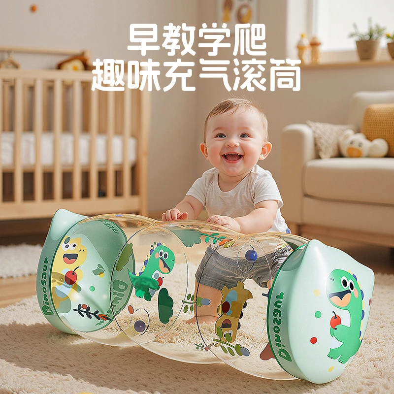 充气滚筒pvc婴幼儿步行器爬行训练带铃铛早教益智玩具
