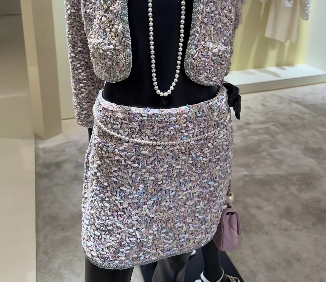 「长芯」高定25P法式重工气质名媛编织彩色半裙YZ25K011150