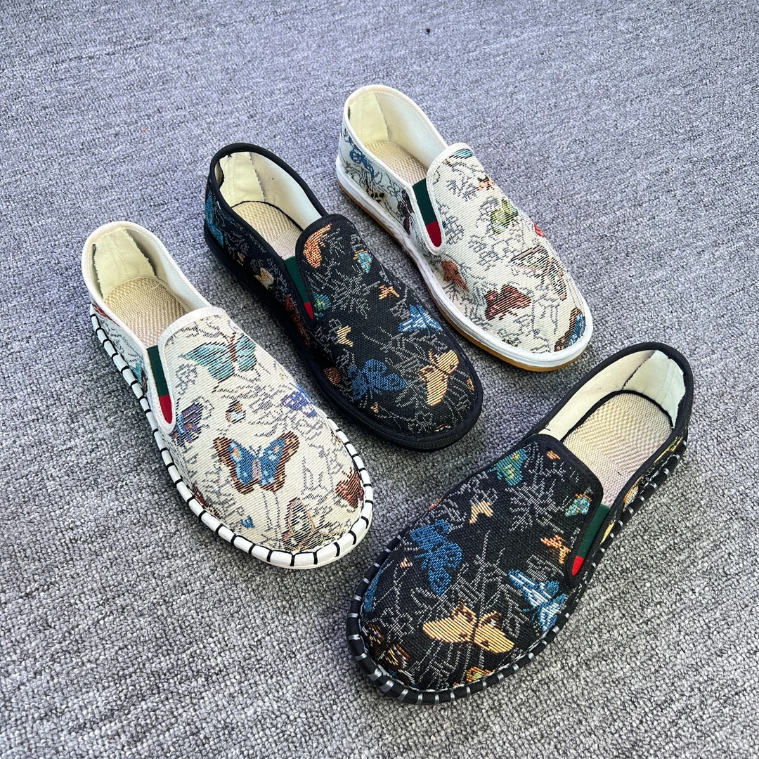 布鞋老北京布鞋中国风耐磨缝制透气休闲软底民族风轻质时尚一脚蹬