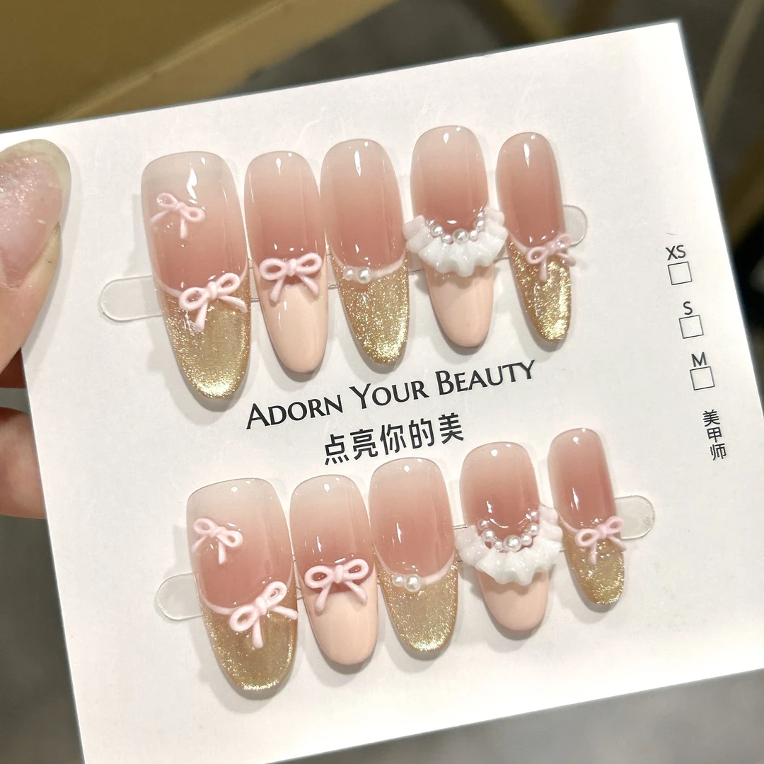 【恋恋裙摆】春夏季蝴蝶猫眼温柔款原创设计纯手工穿戴甲纯欲