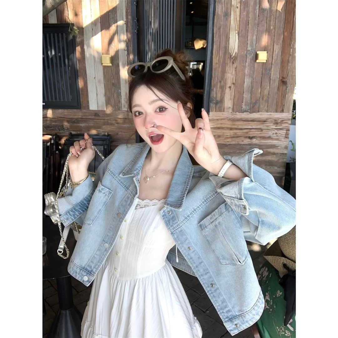 韩系百搭美少女牛仔上衣2025春季新款休闲短款夹克短款外穿外套潮