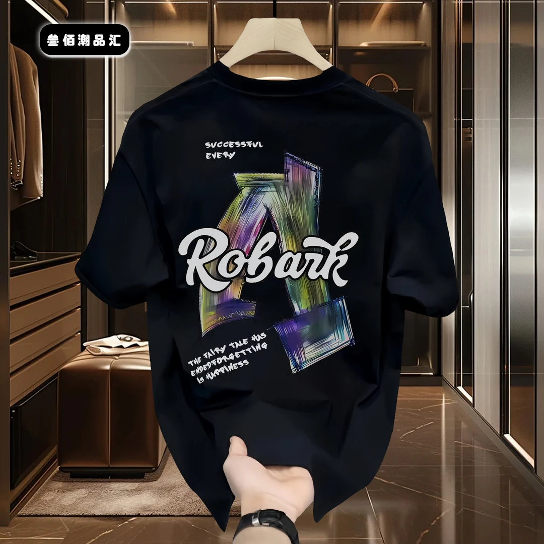 邦德妮ins夏季新款潮流痞帅重磅纯棉短袖t恤宽松圆领男士上衣体恤