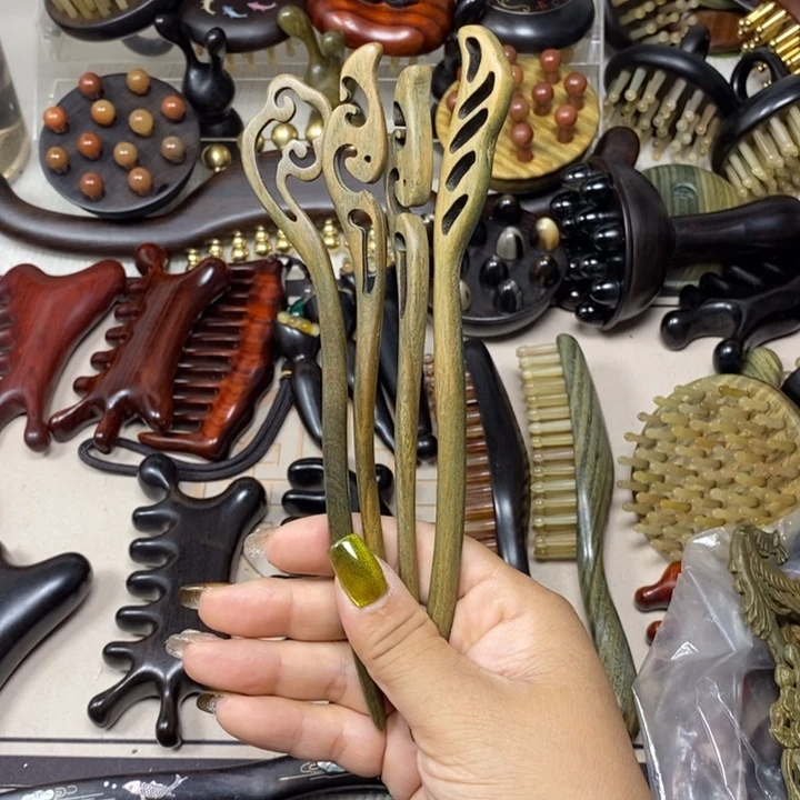 绿檀发簪按摩梳子