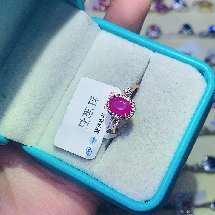 红宝石戒指银S925镶嵌