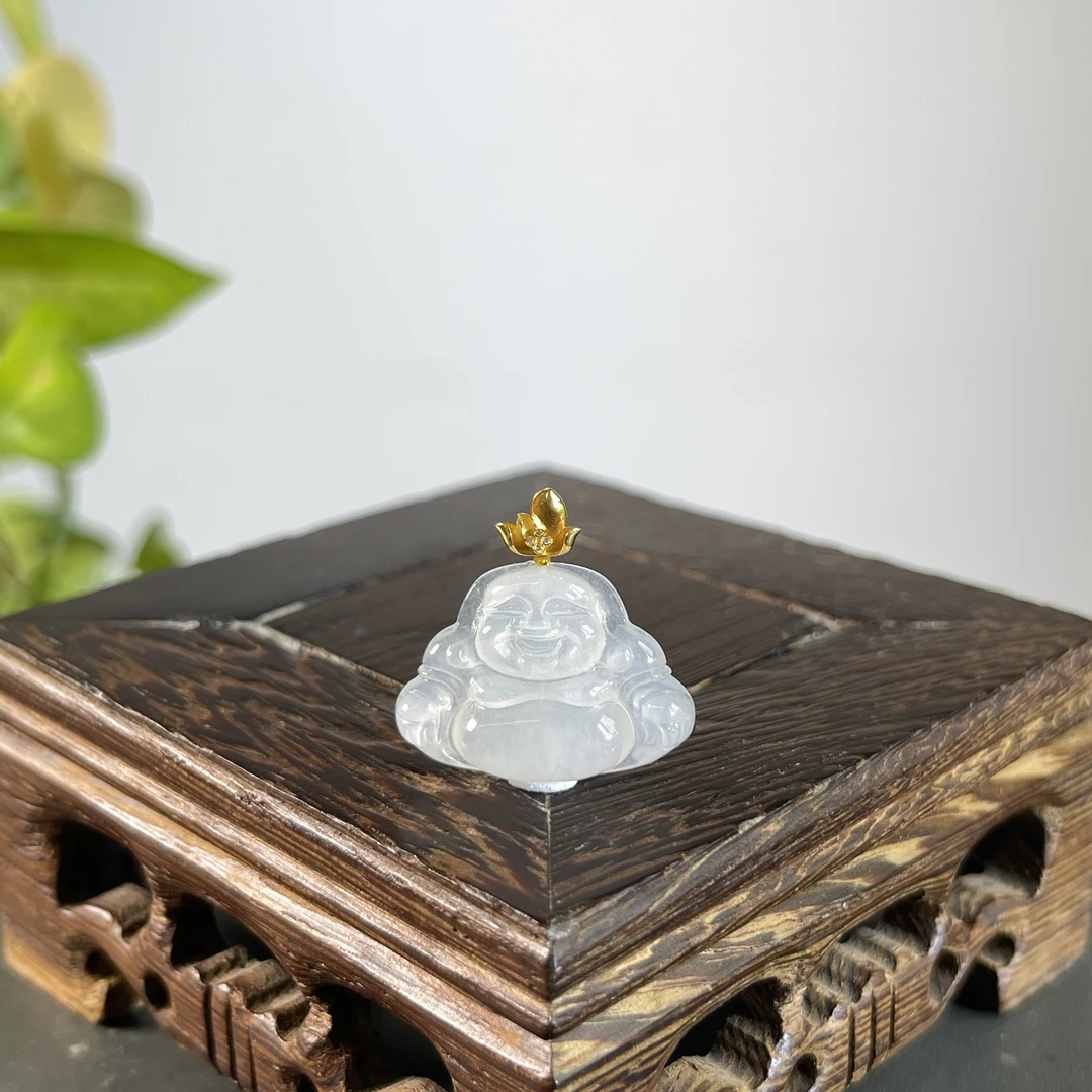 JTA26-63 天然缅甸A货翡翠 18K扣佛公