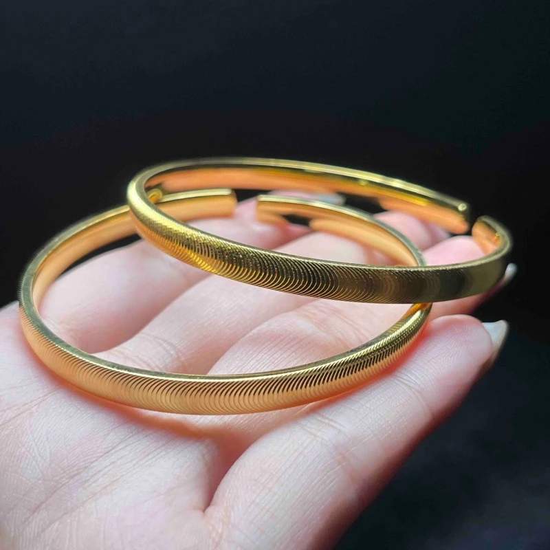 足银银制品 【小魏总返场福利】足银金色猫眼手镯（5*2mm）