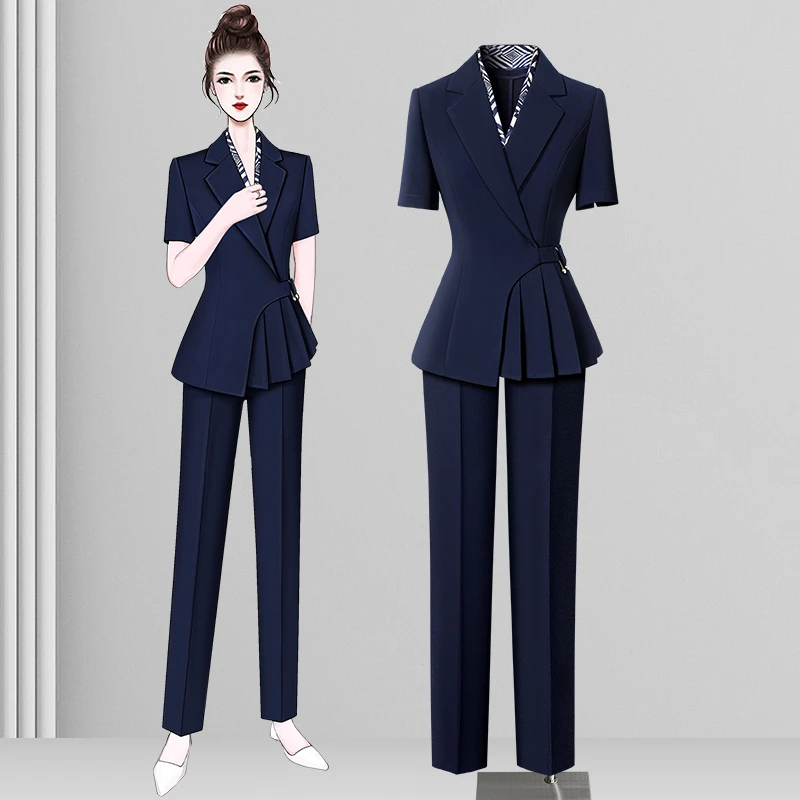 短袖轻职风通勤正装夏季修身女夏季薄款西服气质衬衫袖