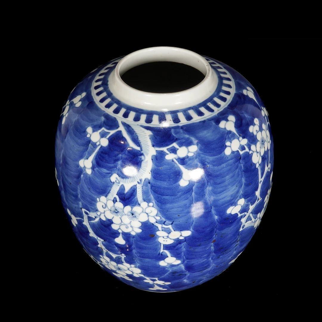 清 青花冰梅罐/c817